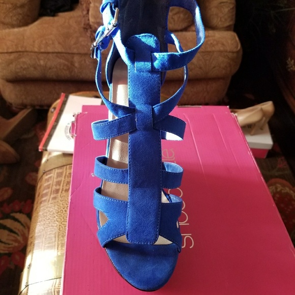 Suede black and blue wedges - Picture 2 of 3